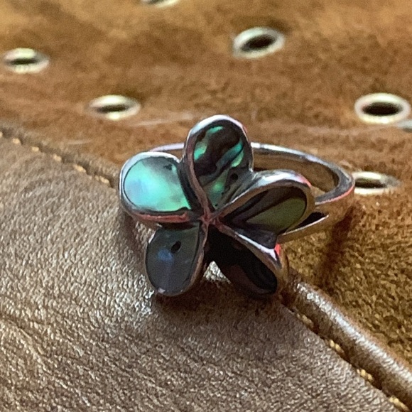 Beautiful Natural Abalone Flower Ring Sterling Silver 925 Size 8.75 - Picture 10 of 10